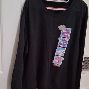 Hellokitty Black Sweatshirt with Colorful Characters